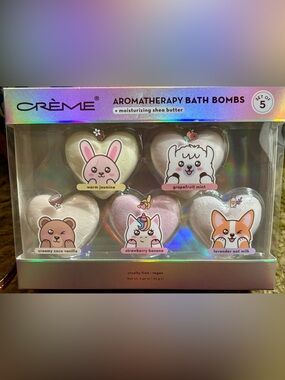 Crème Aromatherapy Heart Bath Bombs - Pink & White - Set of 5